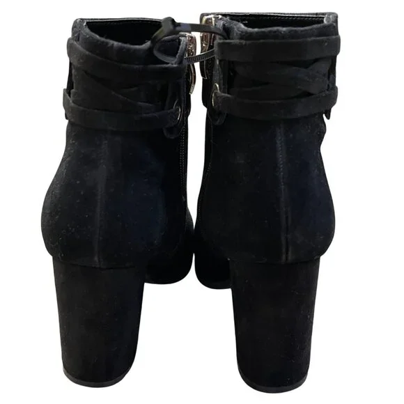 Michael Shannon Suede Bootie Black 7.5 Size Zip Ankle Leather Upper - Picture 4 of 10